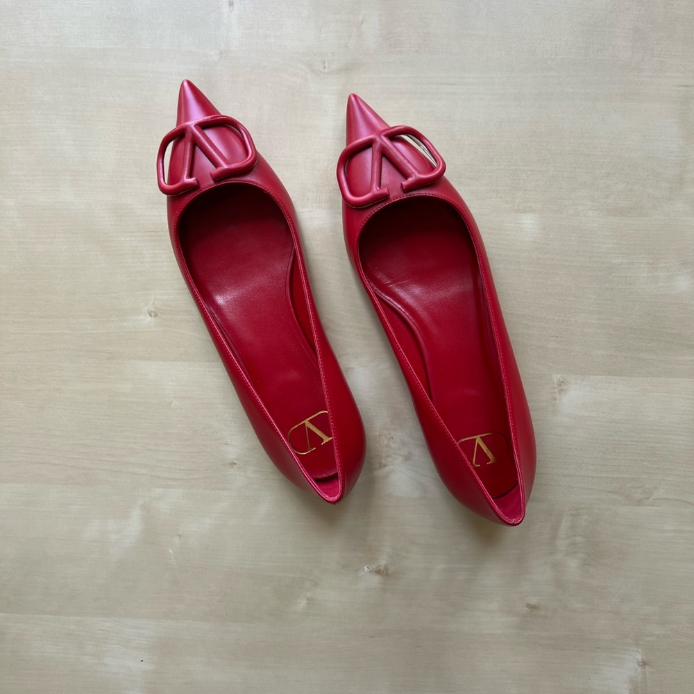 Valentino Red leather Vlogo Ballet flat